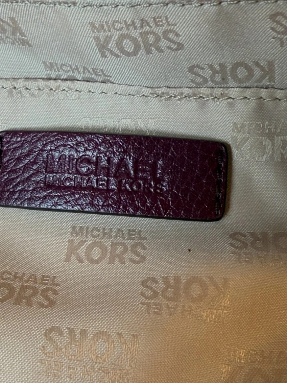Michael Michael Kors Y2K Pebbled Leather Satchel Crossbody Purple/Gold (GUC) - Picture 3 of 17